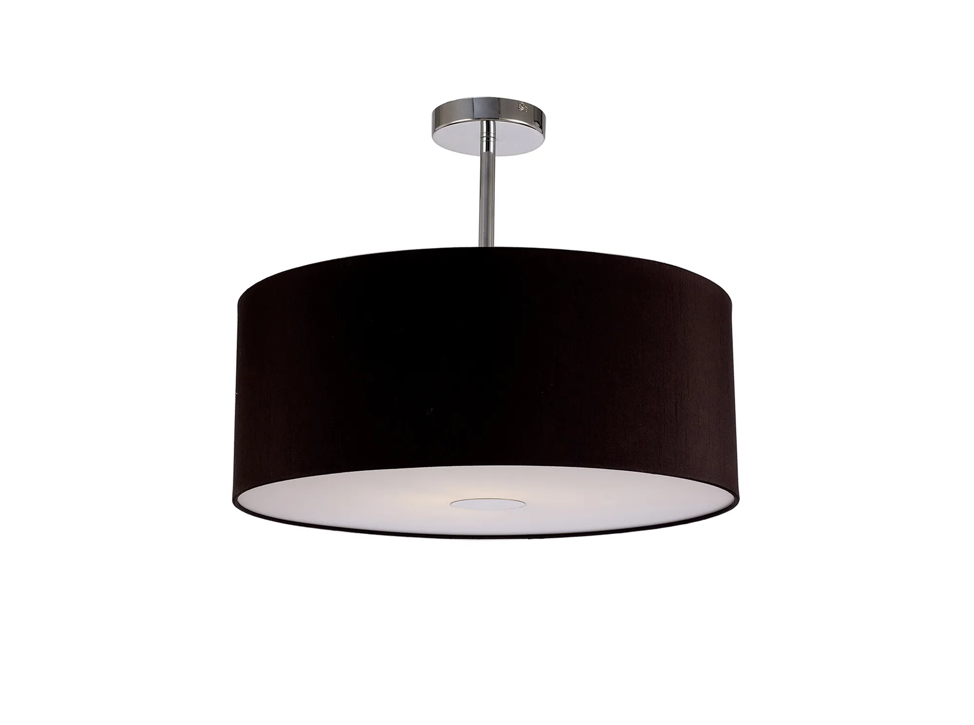 Baymont 50cm Semi Flush 1 Light Polished Chrome, Midnight Black/Green Olive, Frosted Diffuser DK0107  Deco Baymont CH BL/GR